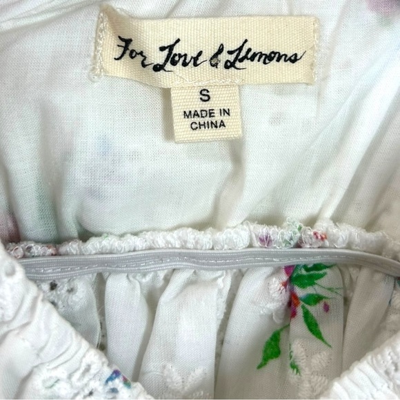 For Love & Lemons - Women’s ‘Tarte’ Eyelet Smocked Mini Dress - White, Small - Picture 11 of 16